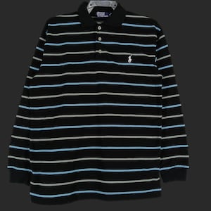 Vintage 90er Polo Ralph Lauren Polo Streifen Shirt groß Polo Ralph Lauren Schwarz multicolor Streifen Polo Ralph Lauren Shirt Größe L