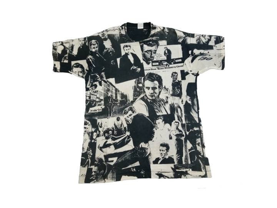 Vintage 90's James Dean American Actor Model Overprint White Large