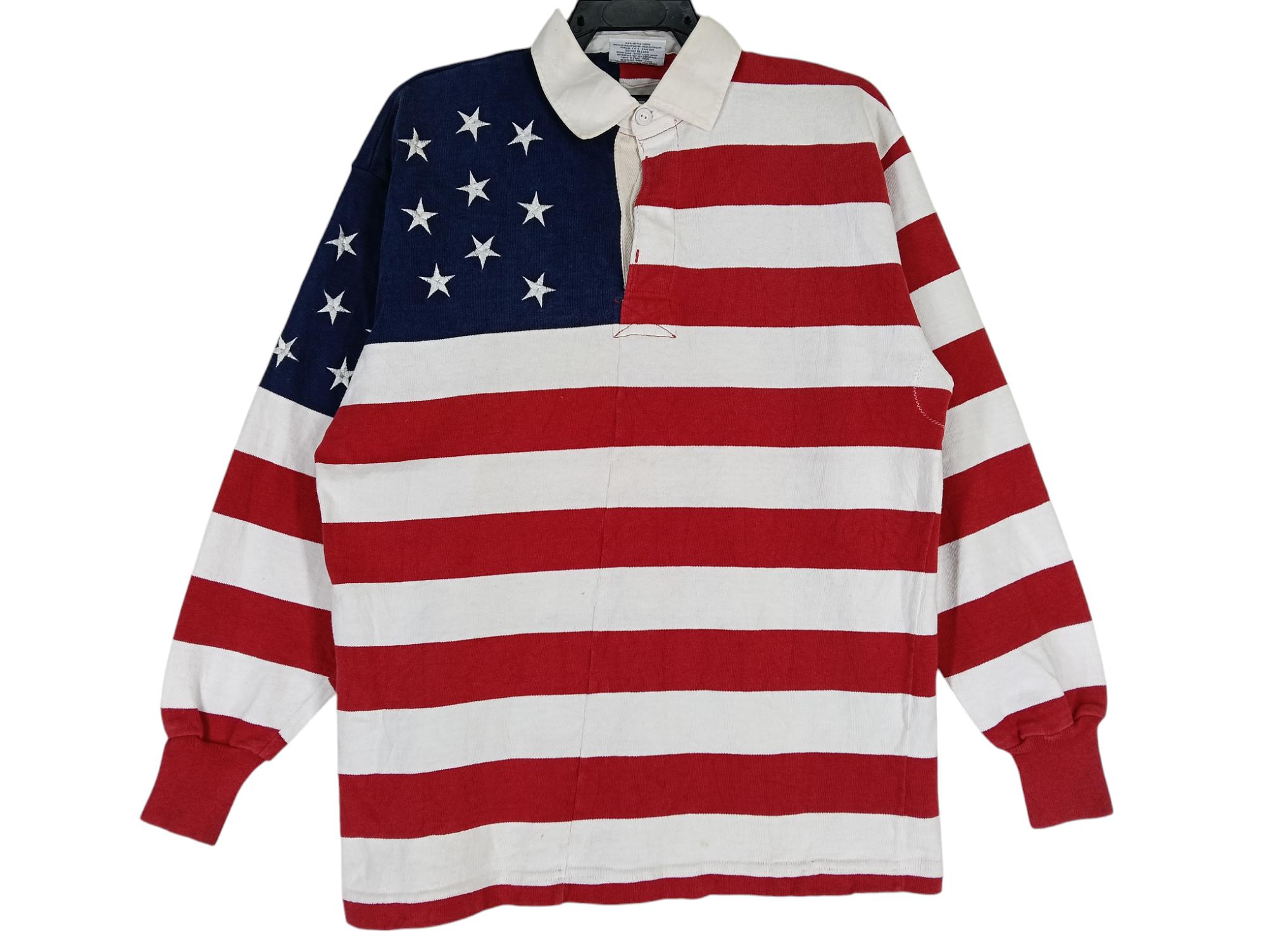 Vintage 90's Barbarian Rugby American Flag Polo Rugby Shirt Large