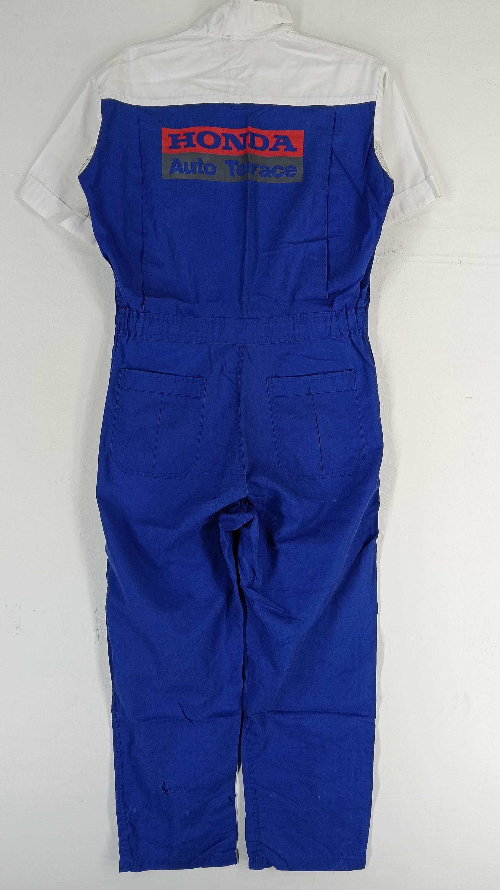 Vintage 90s Honda Auto Terrace Japan Blue White Coveralls Large