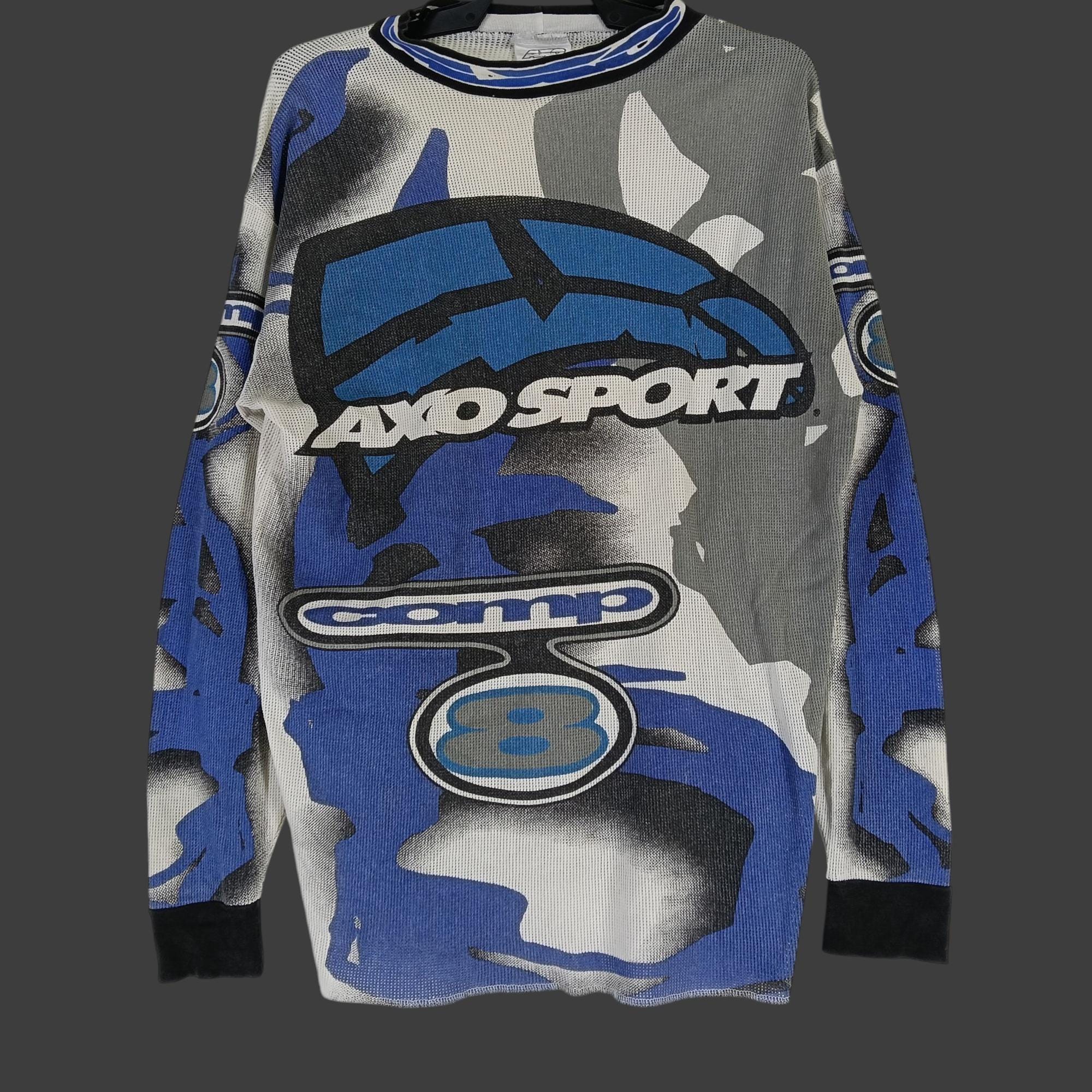 Vintage 90's Axo Sport Team Motocross Blue Multicolor Large