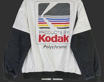 Vintage Kodak Polychrome Graphic White Black Medium Jacket Kodak Filmkamera Zipper Jacket Kodak Picture Friendly Jacket Storlek M
