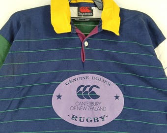 Vintage 90's Canterbury Multi Color Large Polo Rugby Shirt Polo