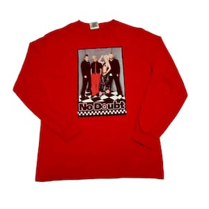 Vintage Y2k No Doubt Gwen Stefani American Rock Band Medium Red T Shirt Long Sleeves Rock Stedy Tour Shirt Music Concert Tees Shirt Size M
