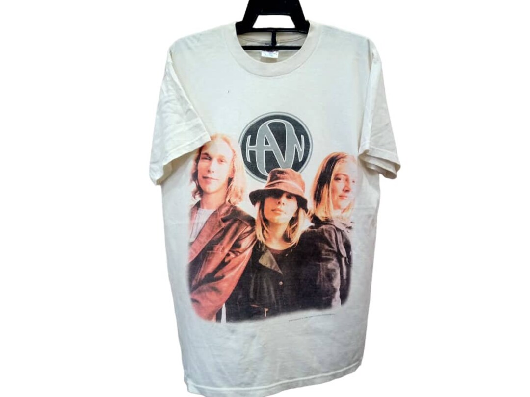 Vintage 90's Hanson American Pop Group Band White Medium T Shirt