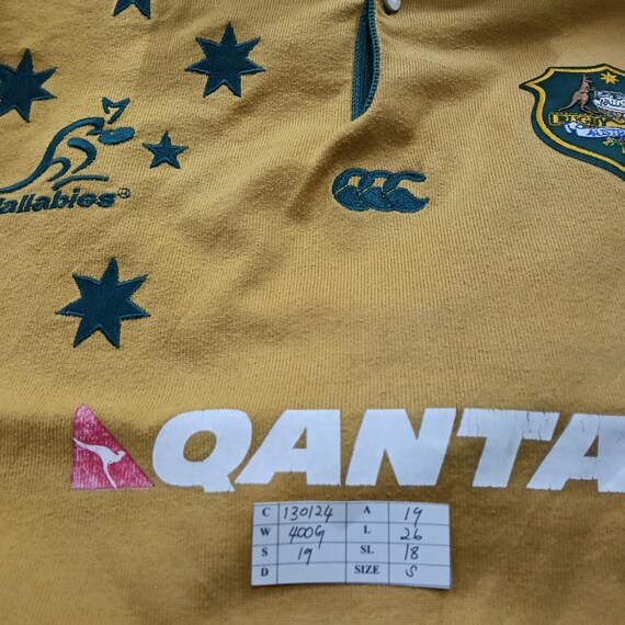 Vintage Canterbury Wallabies Qantas Yellow Small Polo Rugby Shirt