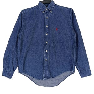 Vintage Polo Ralph Lauren Jeans Shirt Small 90s Polo Pony Blue Denim Oxfords Polo Ralph Lauren RL 67 Jeans Button Up Shirt Size S