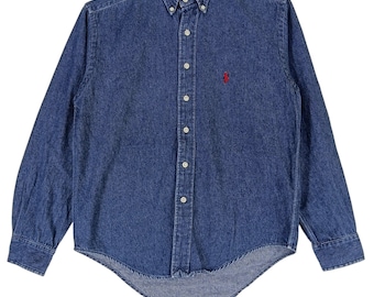 Vintage 90s Polo Ralph Lauren Blue Jeans Shirt Medium Ralph Lauren