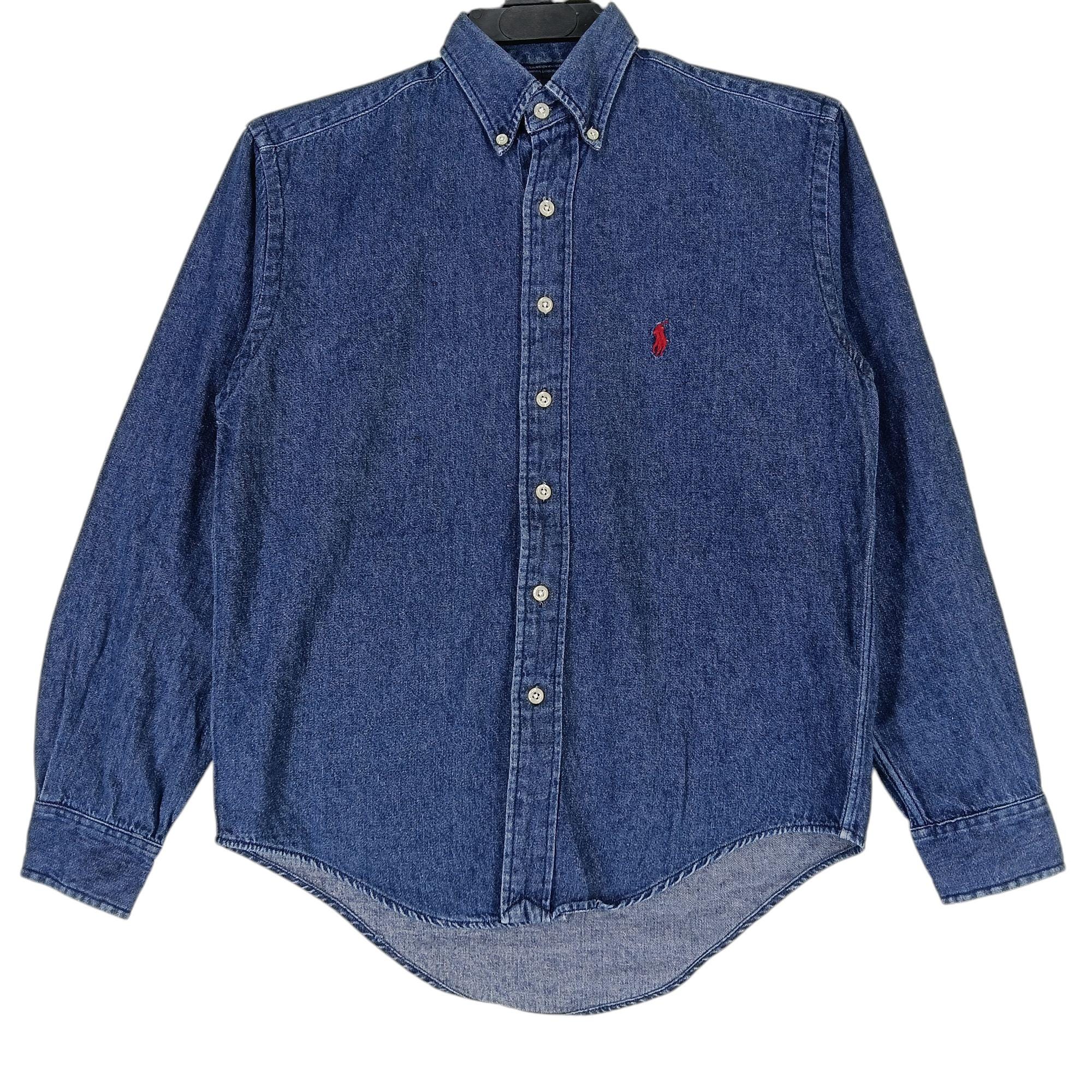 Vintage Polo Ralph Lauren Jeans Shirt Small 90s Polo Pony Blue