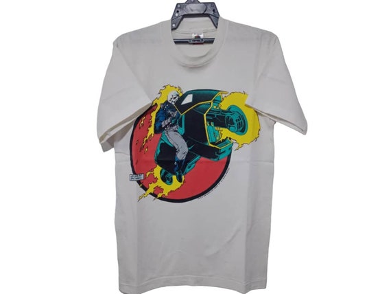 Vintage 90's Ghost Rider Marvel Comic White Medium T Shirt