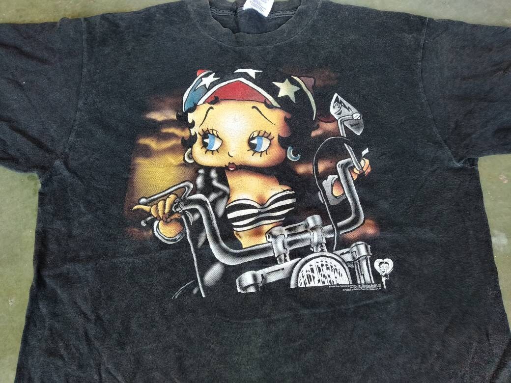 Vintage 90's Betty Boop Sexy Motorcycle Bike Harley Davidson
