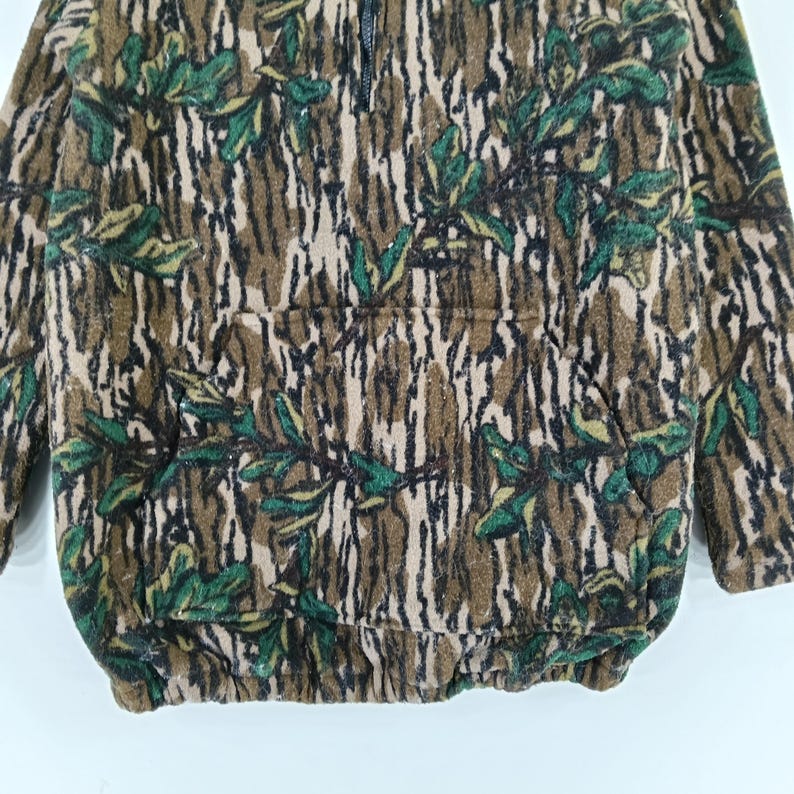 Vintage Bluebills Äkta Trädkamouflage Tröja Jacka Med Halv Dragkedja Liten Kamouflage Militärstil Jaktskog Mossy Oak T-shirt Storlek S bild 6