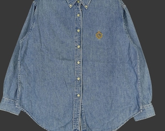 Vintage 90s Polo Ralph Lauren Blue Jeans Shirt Medium Ralph Lauren
