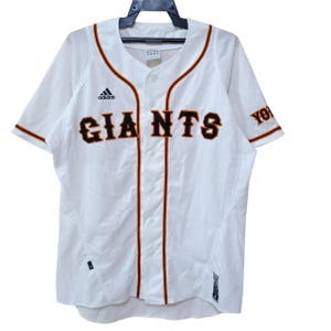 Koszulka baseballowa Vintage Y2K Giants American Professional Baseball Team w kolorze białym, średniej wielkości, haftowana, zapinana na guziki, rozmiar M