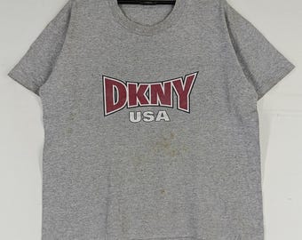 90s DKNY コットンニットカットソー 名作 初期 本人期 レア Vintage 90's Dkny Usa Grey T Shirt Large Dkny Sport Jeans Casual