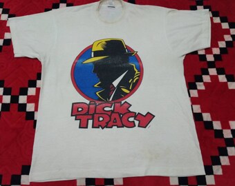 Vintage 90's Dick Tracy American Comic Xlarge White T Shirt Tv Vintage 90's Dick Tracy American Comic Xlarge White T Shirt Tv