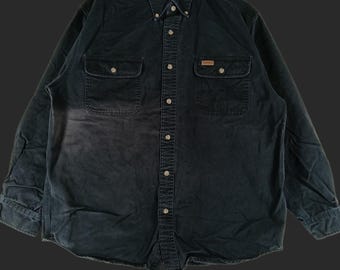 Vintage Carhartt Black Sun Faded Large Shirt Carhartt Oxford Button Up Shirt Double Pocket Shirt Carhartt Button Down Size L