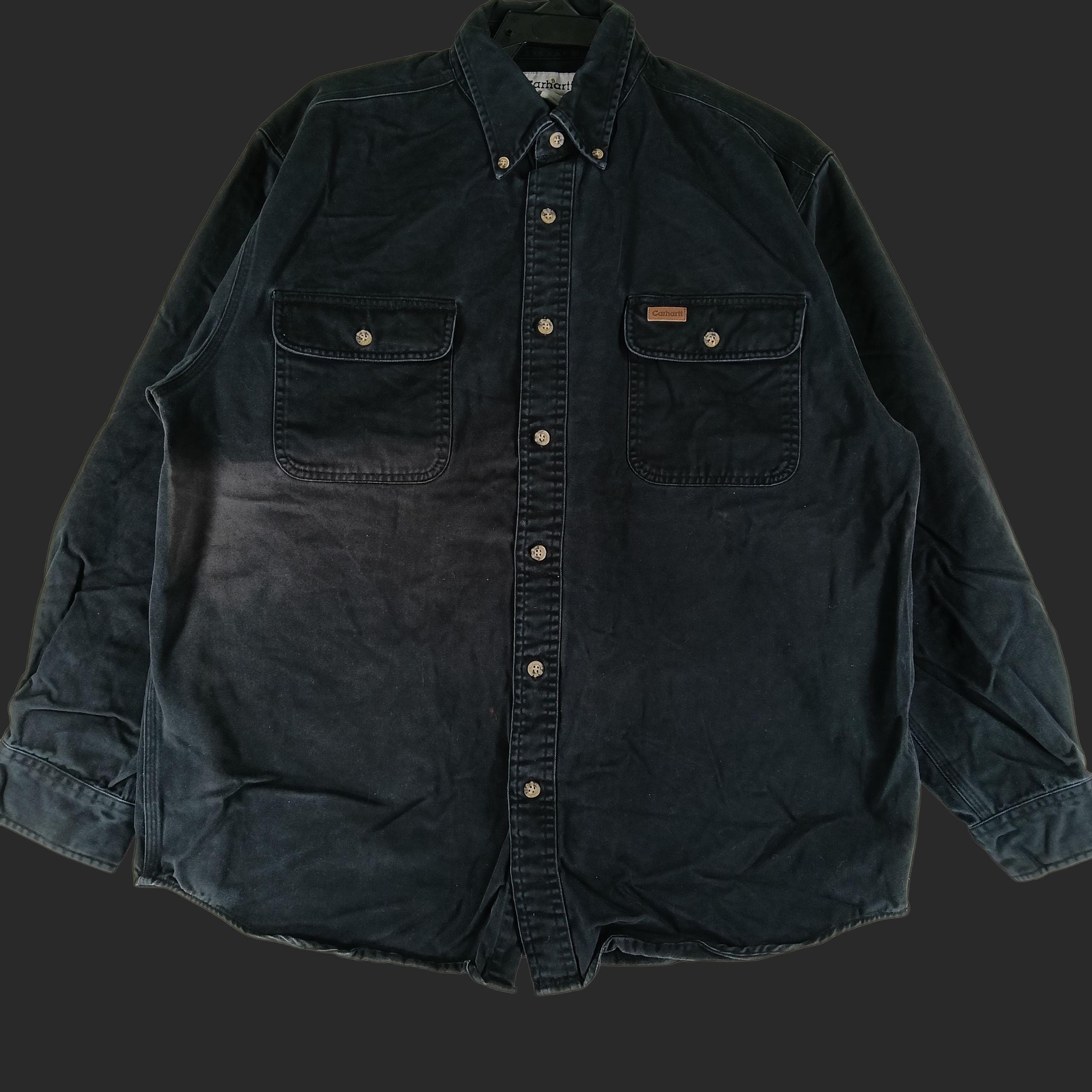 Vintage Carhartt Black Sun Faded Large Shirt Carhartt Oxford