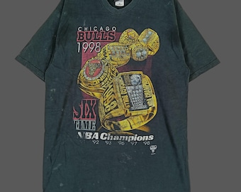 Vintage 90's Chicago Bulls 1998 Basketball Champions Black Xlarge
