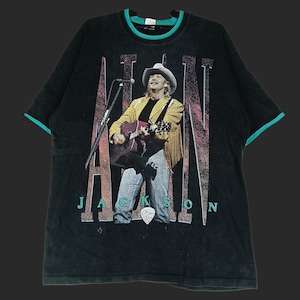 Vintage jaren 90 Alan Jackson Amerikaanse countryzanger zwarte grote T-shirt Alan Jackson singer-songwriter op tour muziek concert Tee maat XL