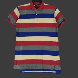 Vintage Ralph Lauren Stripes Polo Shirt Large Fits Small 90s Sportswear Ralph Lauren Multicolor Striped Polo Shirt Size L