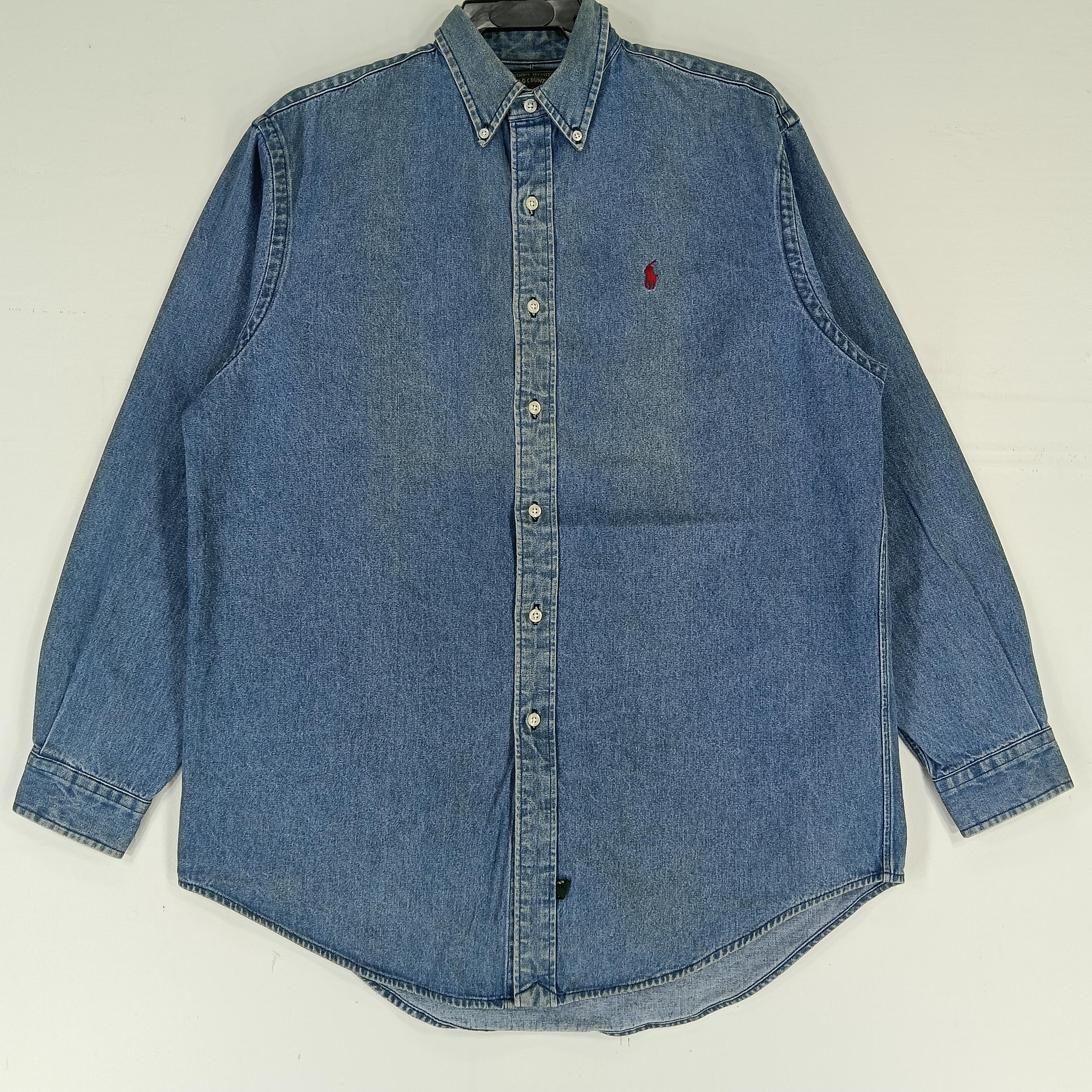 Vintage Polo Country Ralph Lauren Jeans Shirt Large 90s Polo Pony