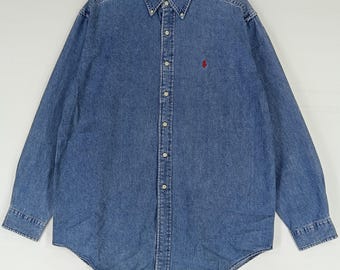 Vintage 90s Polo Country Ralph Lauren Jeans Shirt Small Polo Pony