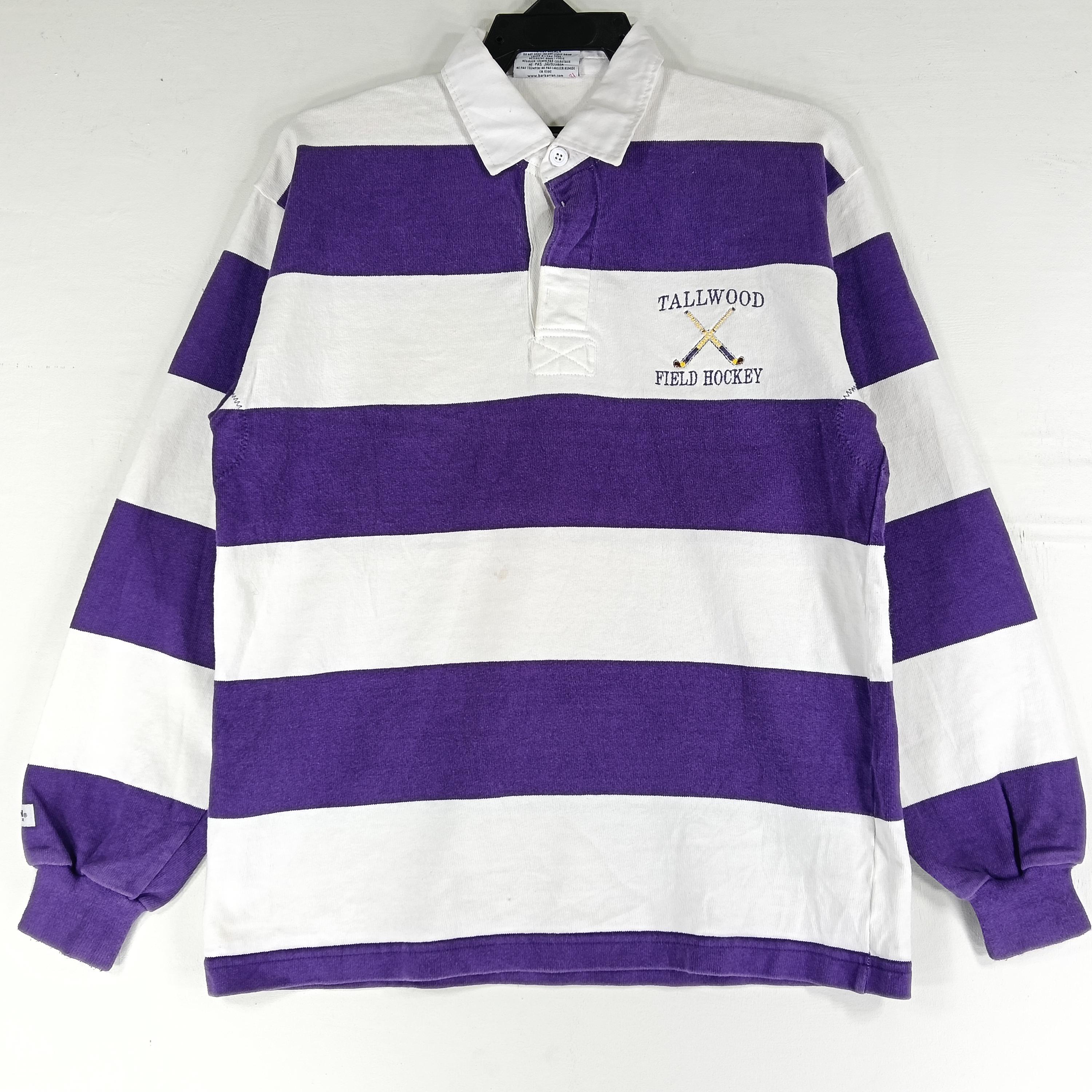 Vintage 90's Barbarian Canada Tallwood Hockey Stripe Purple White