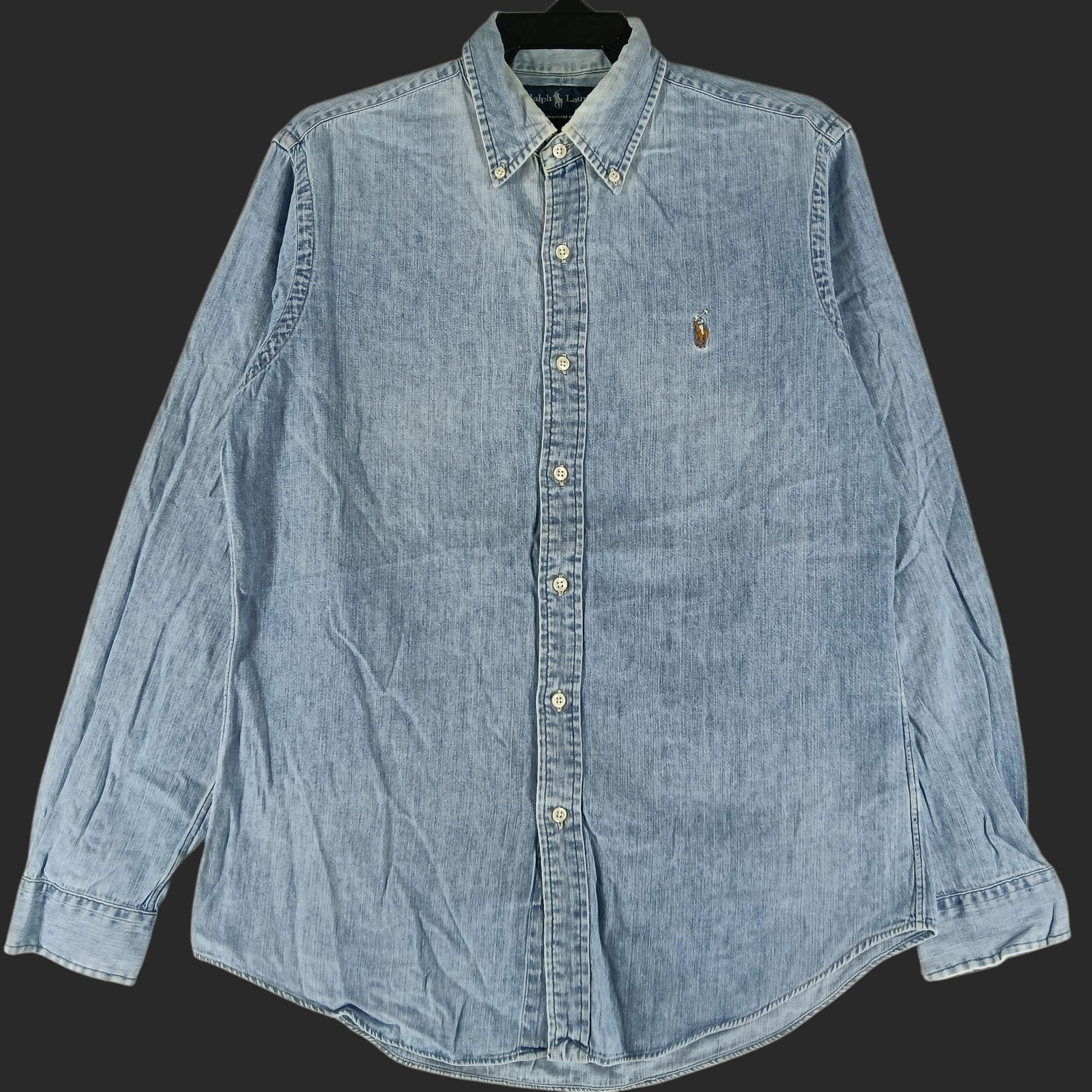 Vintage Polo Ralph Lauren Jeans Shirt Medium 90s Polo Pony Blue