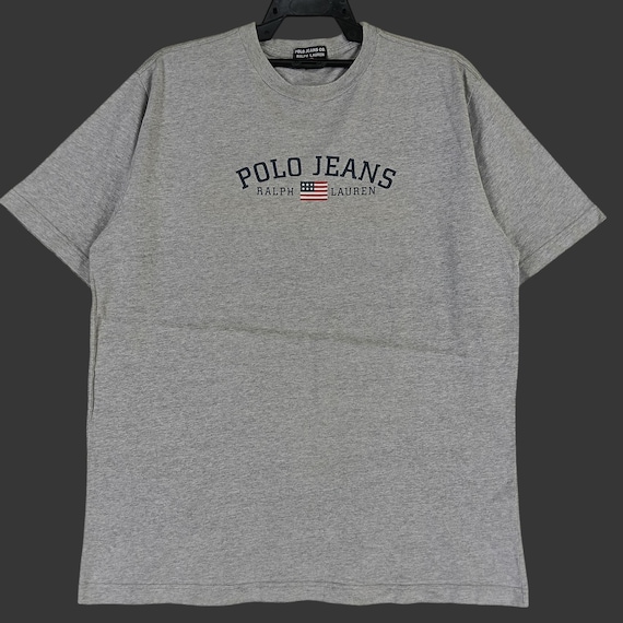 POLO JEANS CO. RALPH LAUREN 半袖シャツ Vintage 90's Polo Jeans Ralph Lauren Polo Grey T Shirt Large Ralph