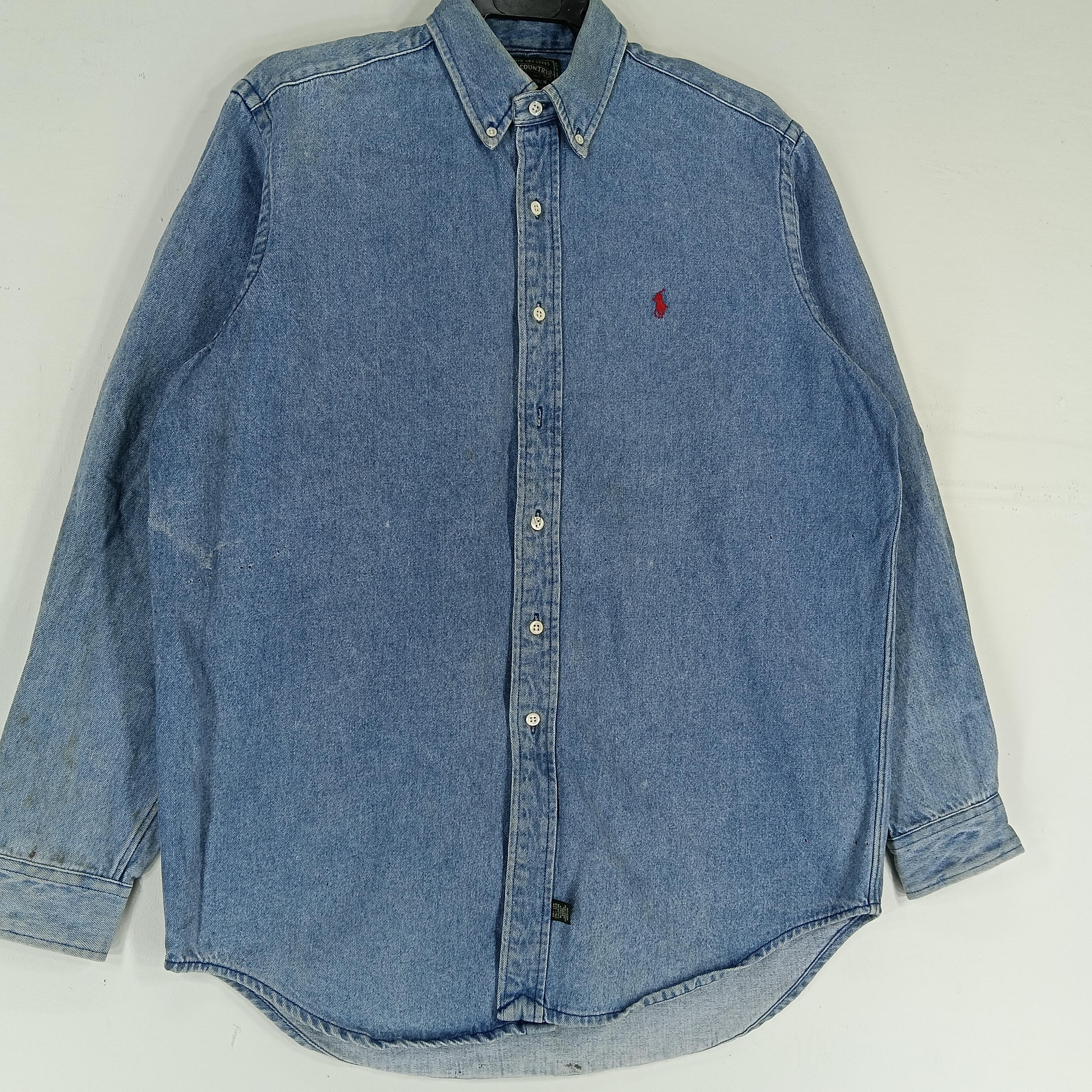 Vintage Polo Ralph Lauren Country Jeans Shirt Medium 90s Polo Pony