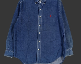 Vintage 90s Polo Ralph Lauren Blue Jeans Shirt Medium Ralph Lauren