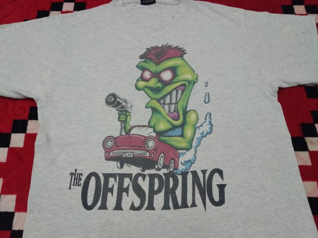 Vintage 90's the Offspring Skull Band Black Gray Large T Shirt