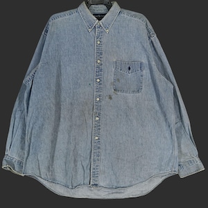Vintage Polo Ralph Lauren Jeans Shirt XLarge 90s Polo Pony Blue Denim Oxfords Polo Ralph Lauren RL 67 Jeans Button Up Shirt Size XL