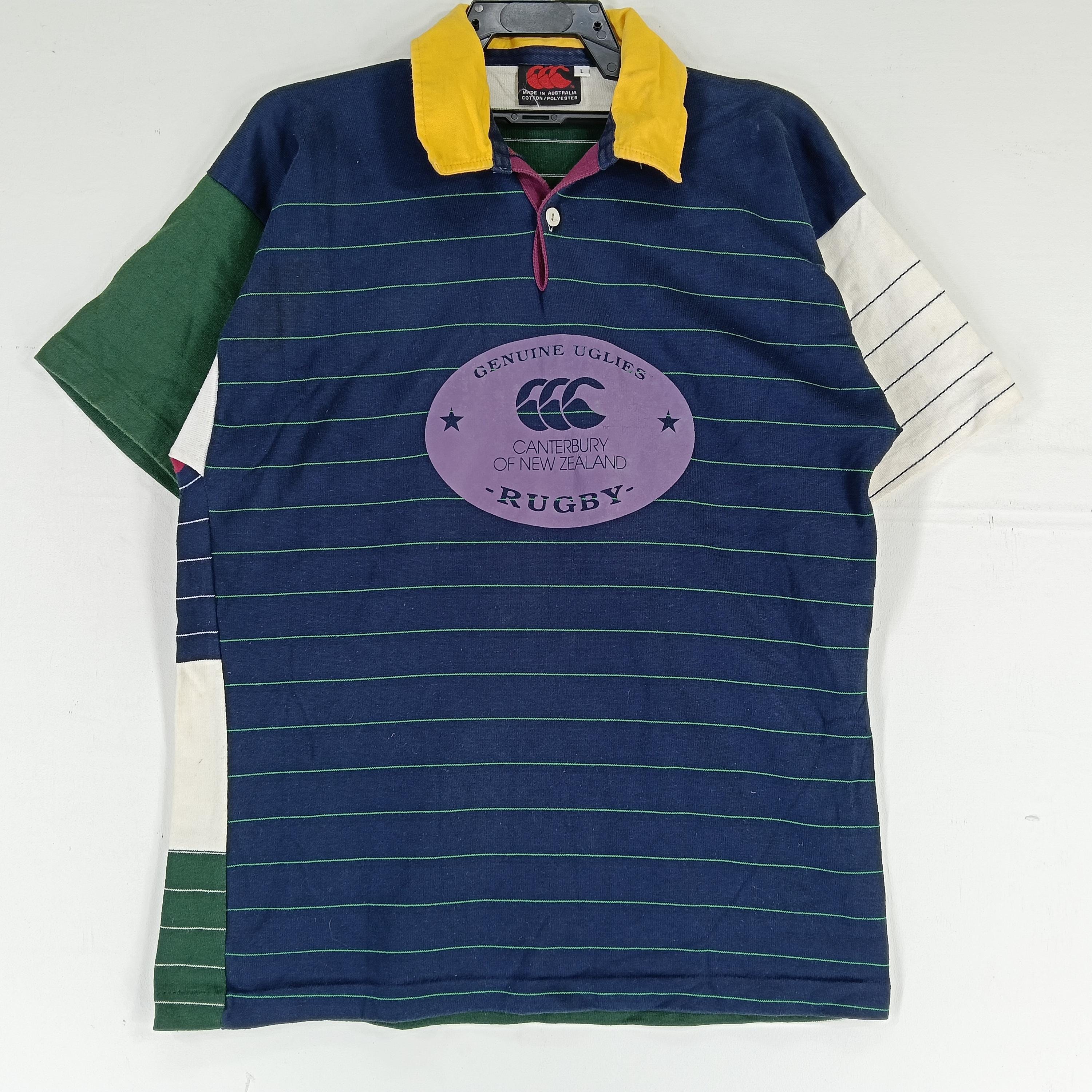 Vintage 90's Canterbury Multi Color Large Polo Rugby Shirt Polo