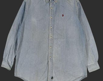 Vintage Polo Country Ralph Lauren Jeans Shirt Medium 90s Polo Pony