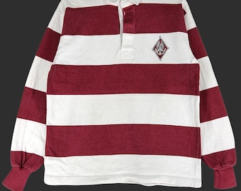Vintage 90er Jahre Barbarian Canada White Red Stripe Polo Rugby Kleines Shirt Barbarian Polo Long Sleeve Size S
