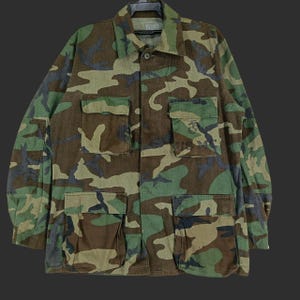 Vintage US Military Cold Weather Field Medium Jacket Woodland Camouflage Mens  Military M65 Cold Weather Field Jacket Coat Camo Army Size M