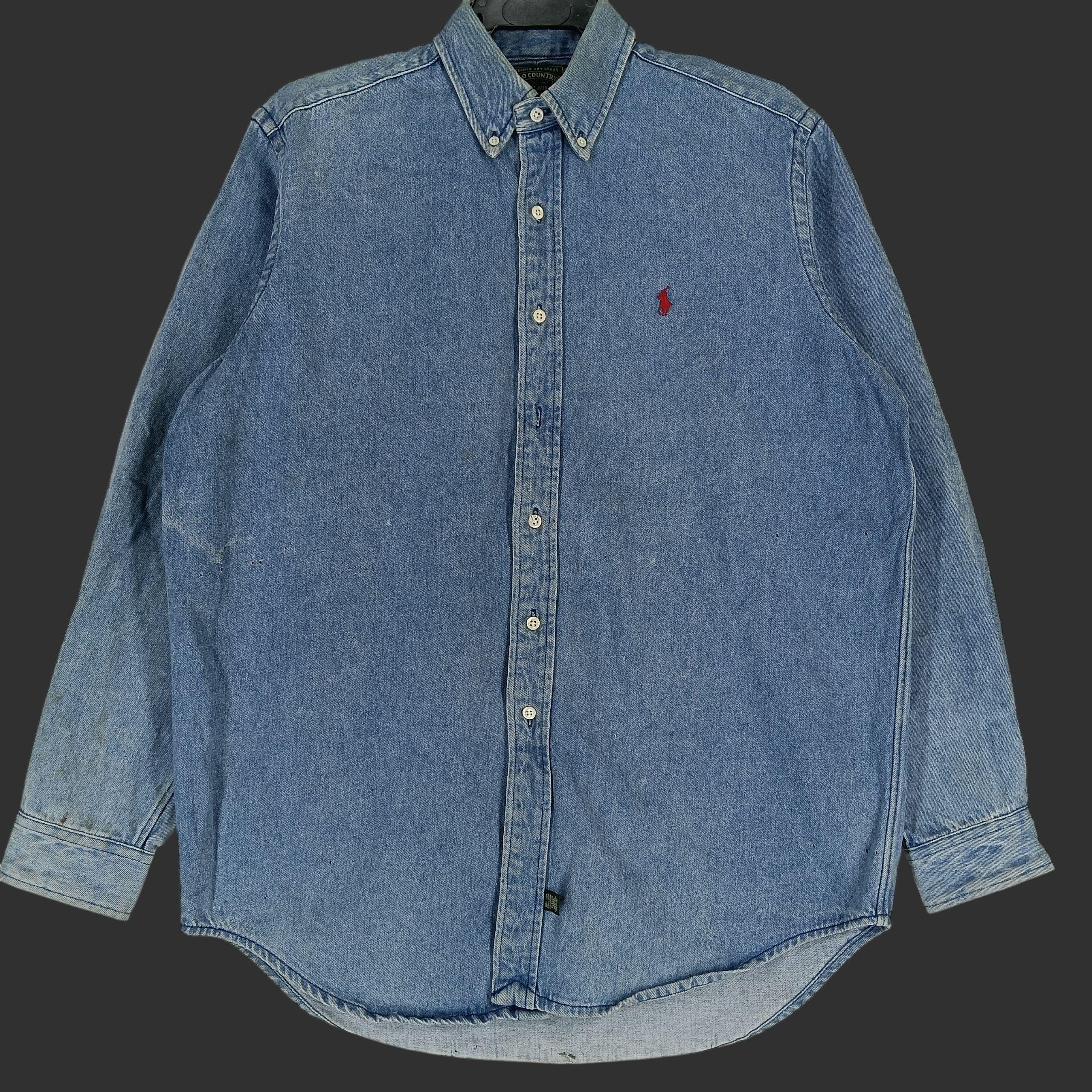 Vintage Polo Ralph Lauren Country Jeans Shirt Medium 90s Polo Pony