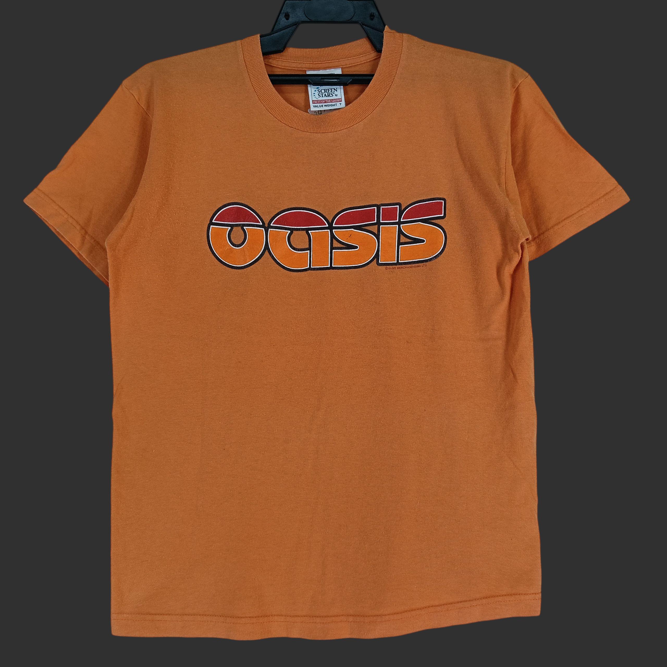 Vintage 90's Oasis English Rock Band Orange T Shirt Shirts Genre