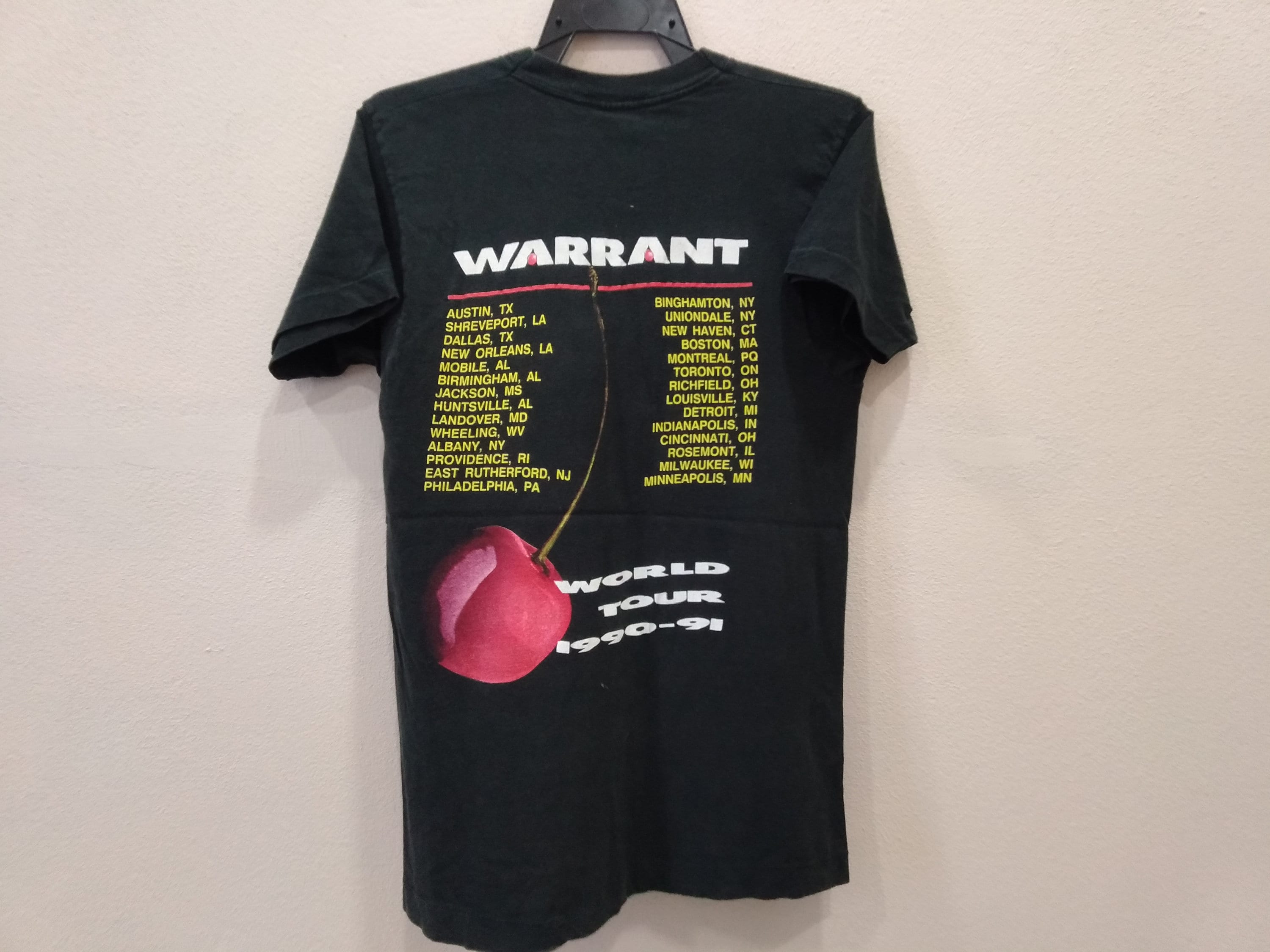 Vintage 90's Warrant Cherry Pie World Tour 1990 Black Medium T