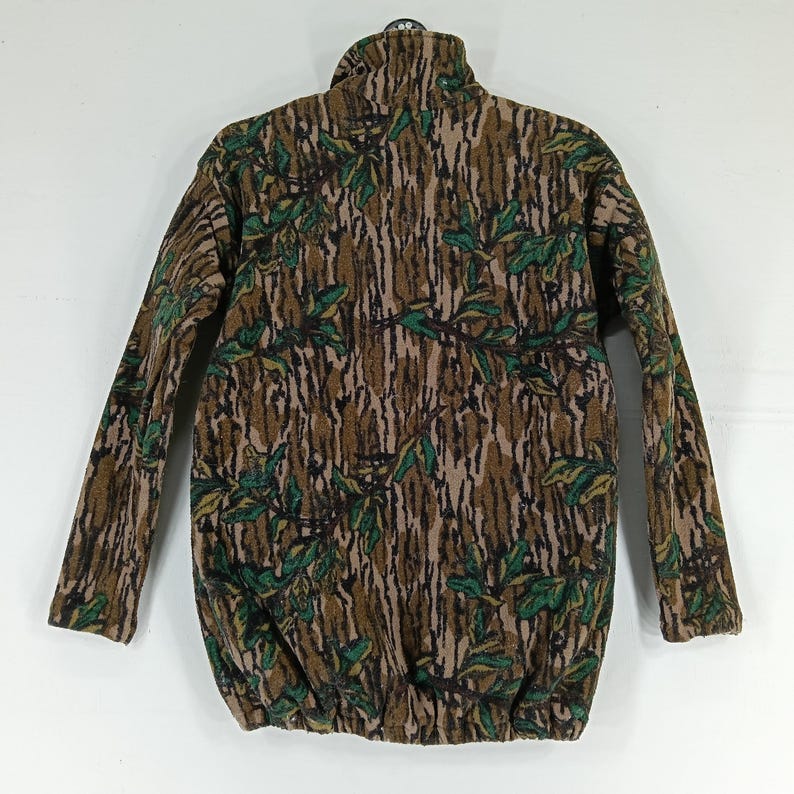 Vintage Bluebills Äkta Trädkamouflage Tröja Jacka Med Halv Dragkedja Liten Kamouflage Militärstil Jaktskog Mossy Oak T-shirt Storlek S bild 8