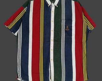 Vintage 90s Chap Ralph Lauren Striped Shirt Large Brushpopper Stripes Rustic Rodeo Ralph Lauren Casual Button Down Size L