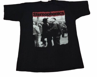Vintage 90's Stereophonics Welsh Rock Band Black Medium T Shirt