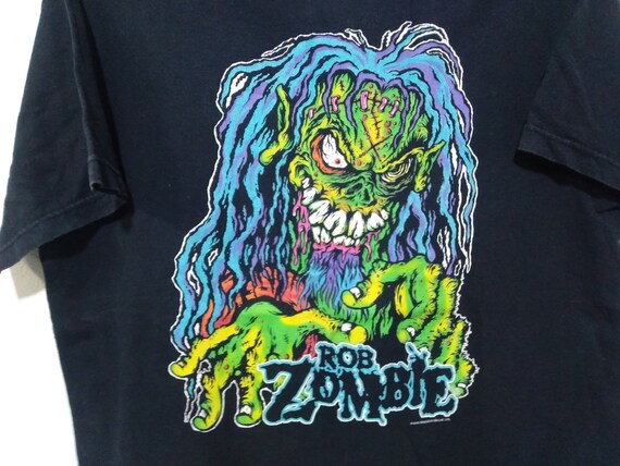 若者に人気のブランド Vintage Zombie Rob Shirt T Large Black Band Metal Zombie Rob ミュージシャン