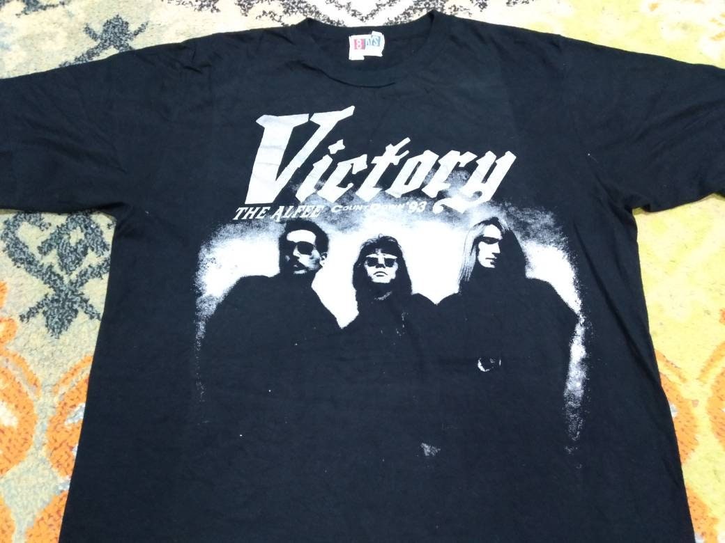 VICTORY RECORDS ロンT Vintage 90's Victory German Heavy Metal Band Black T Shirt Medium