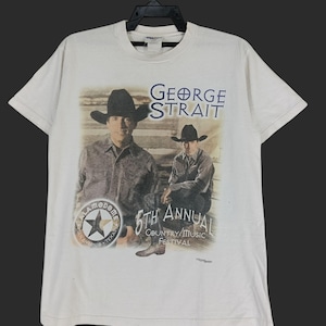 Vintage 90&#39;s George Strait American Country Singer White Medium T Shirt George Strait Annual Country Music Festival Concert Tour Size M