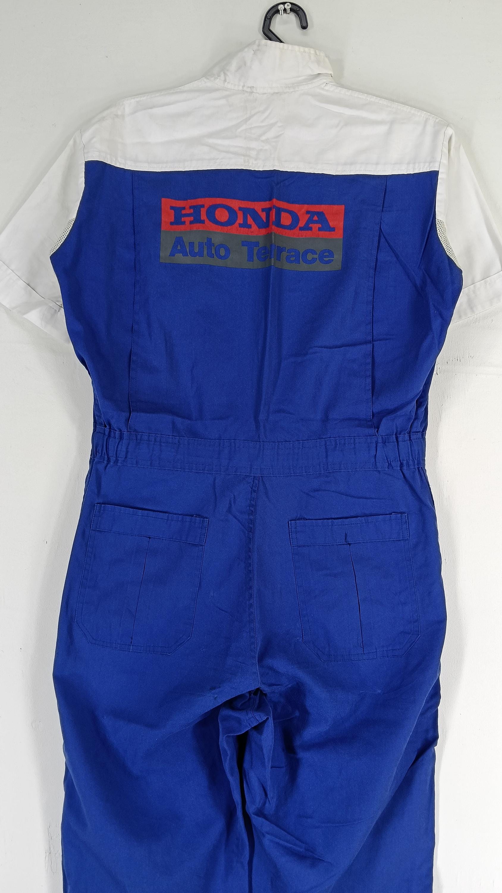 Vintage 90s Honda Auto Terrace Japan Blue White Coveralls Large