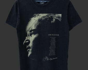 Vintage John Lennon T Shirt Mens Size Small Black Y2K We All Shine