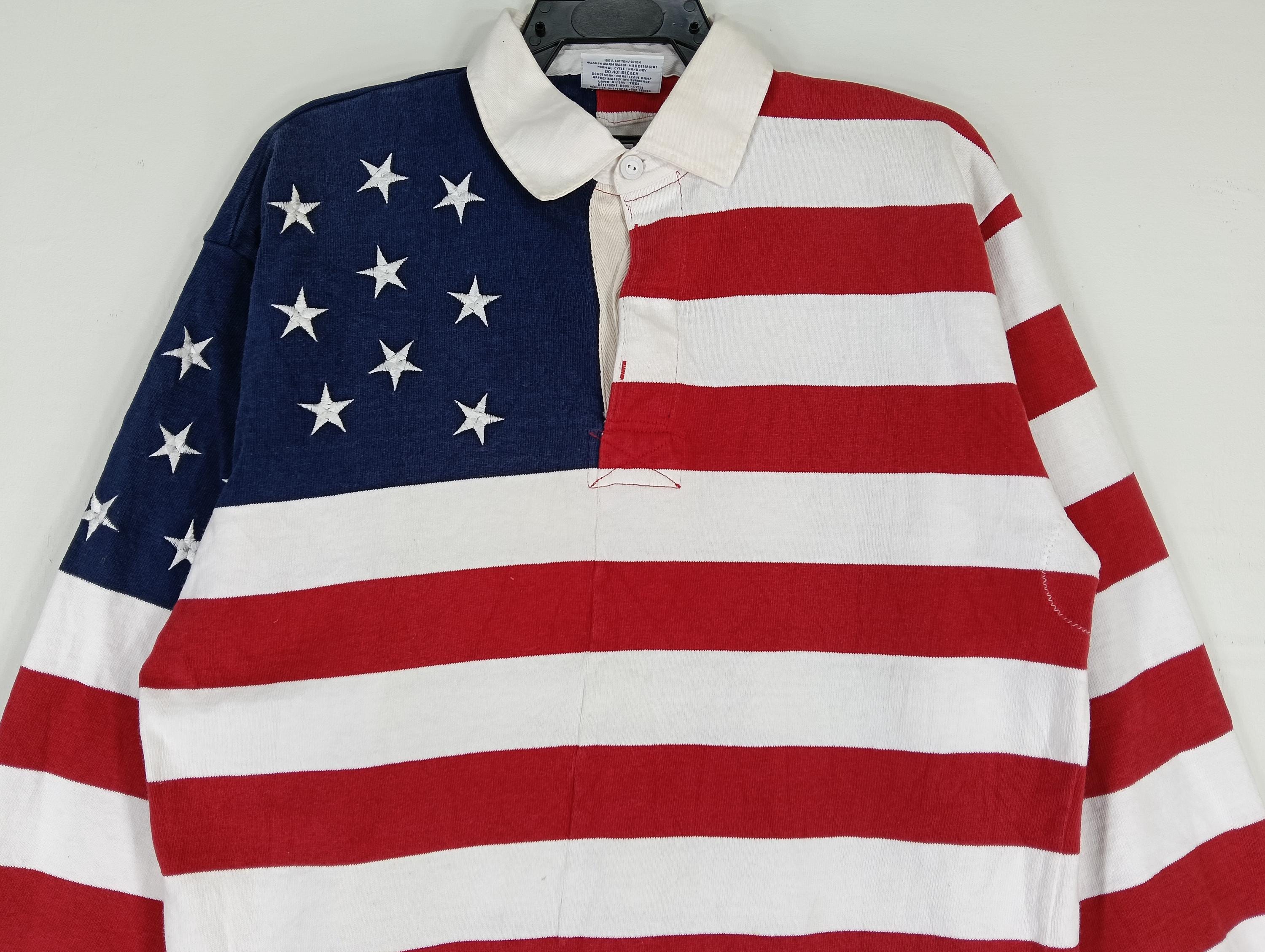 Vintage 90's Barbarian Rugby American Flag Polo Rugby Shirt Large